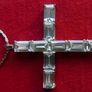 Vintage Large Diamond Style Bling Choker Necklace, Silver Crystal Crucifix Cross Image 4