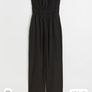 linen mix black jumpsuit Image 3