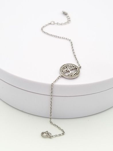 Vintage 925 Sterling Silver & CZ Tree of Life Bracelet