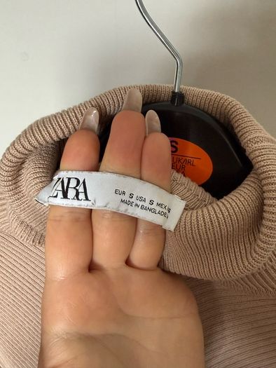 Zara beige ribbed knit turtleneck dress