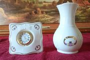 Donegal Parian China Claddagh Ring Clock And Vase Set Made In Ireland