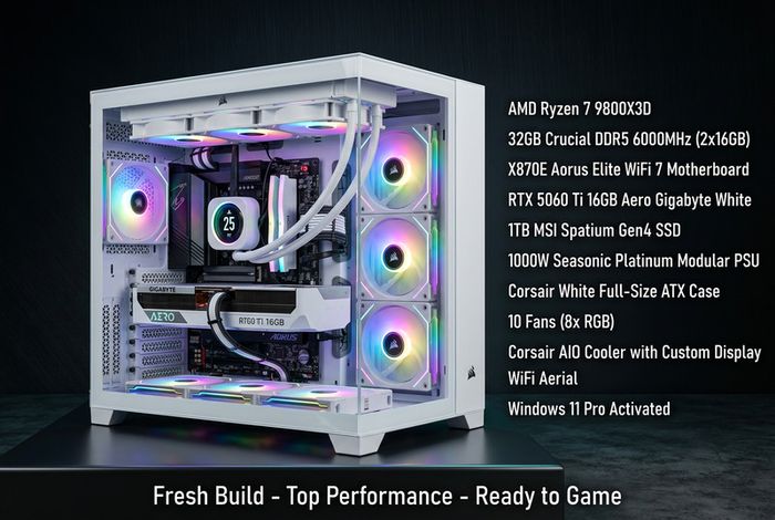 New custom gaming rig 9800x3d 32gb 16gb GPU NVIDIA 1tb 1000w