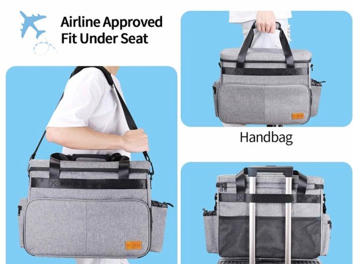 Dog Travel Bag, Airline Approved Pet Tote Organizer with Multi-Function Pockets, Accessories Set Includes Shoulder Strap, 2 Food Storage Containers, 2 Foldable Bowls