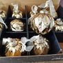 Box of x12 Gold Speckle Geometric Style Glass Christmas Baubles Image 10