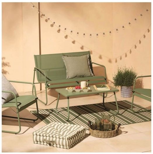 Brand New 4 Piece Garden Lounge Set. The ultimate comfort. Beautiful Sage-green colour metal.