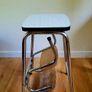 Vintage 1970s French Fold Out Kitchen Step Stool Chrome & Wood Image 3