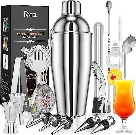 NEW SALE | New Cocktail Making Set, 17 Pieces Cocktail Shaker Set, Professional Cocktail Mixing Set, Cocktail Kit with 750ml Stainless Steel Shaker