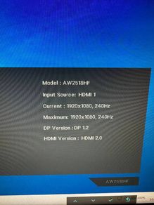 Alienware AW2518HF 24.5" 240Hz gaming monitor, 1080p, 1ms