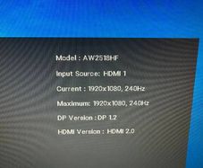 Alienware AW2518HF 24.5" 240Hz gaming monitor, 1080p, 1ms