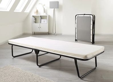 Portable Folding Bed with Comfort Rebound e-Fibre Mattress, Fabric, Black, Lightweight