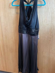 Tags on silk chiffon black dress uk14 formal dress
