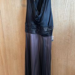 Tags on silk chiffon black dress uk14 formal dress