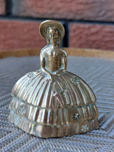 Vintage Crinoline Lady Solid Brass Table Bells x 2