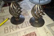 A Pair of Vintage twisted Wrought Iron Spiral Candlesticks with a Central Pillar Spike, Postage available or Collection