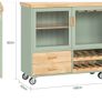 Kitchen Trolley with Wine Rack and Glass Holder Green Country Style Kitchen Island on Wheels Elegant Sideboard Image 5