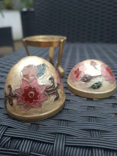 Vintage 1970's Cloisonne/Enamel Brass Egg Trinket Box