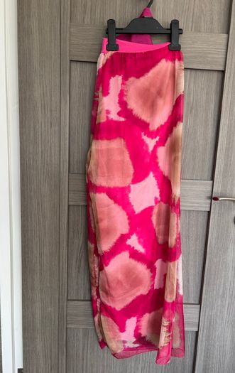Pink patterned wide-leg trousers (12-14)