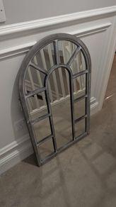 Grey cathedral style mirror