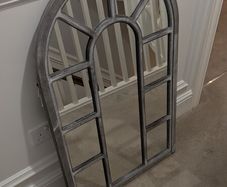 Grey cathedral style mirror