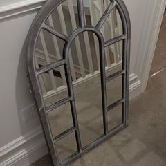 Grey cathedral style mirror