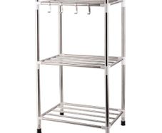 3 Layers kitchen storage and organization Stainless steel dish drainer Multi-layer Kitchen shelf Pan organizer Floor-standing Rack