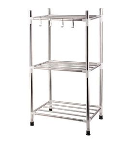 3 Layers kitchen storage and organization Stainless steel dish drainer Multi-layer Kitchen shelf Pan organizer Floor-standing Rack