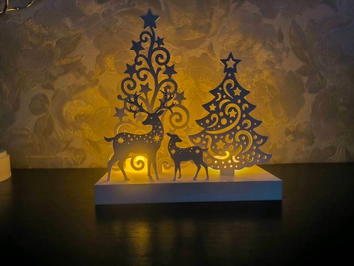 Christmas Forest Silhouette  LED Tealight Only