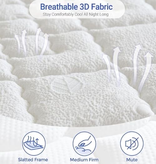 Memory Foam & Pocket Sprung 9 Zone Orthopedic Support, Breathable Cover, Motion Isolation,Medium Firm,Edge Support 135x190x24cm