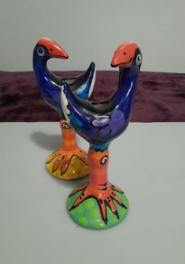 CANDLESTICKS - Pair of 'Splashy Bird' - New Zealand