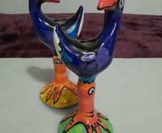 CANDLESTICKS - Pair of 'Splashy Bird' - New Zealand