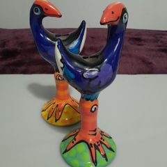 CANDLESTICKS - Pair of 'Splashy Bird' - New Zealand