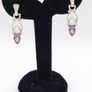 Vintage 925 Sterling Silver Moonstone Amethyst Earrings Image 9