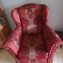 Wing Back Arm Chair- 2 Tone Wine. Image 2