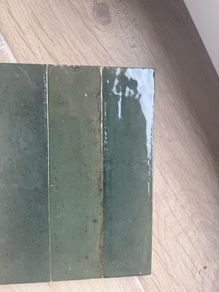 Green porcelain subway tiles