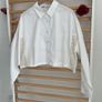 shirt bnwt white cropped shirt size 14 with crochet inserts Image 5