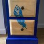 Unique Upcycled Dressing Table / Vanity Desk - Navy Blue & Natural Wood - 6 Drawers Image 3