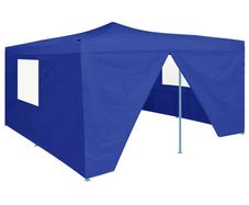 Folding Gazebo with 4 Sidewalls 5x5 m Blue