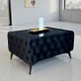 Long Chesterfield Coffee Table Velvet Rectangle 83x63x45cm with Glass Image 4