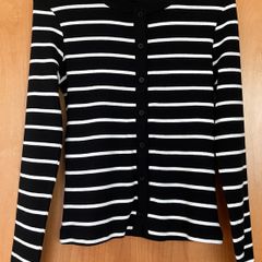 Ladies Black&Cream Striped Top by Brave Soul