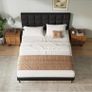 Double Bed Frame, Easy Assembly, Sturdy Wooden Slat Support, Upholstered Platform with Headboard, No Box Spring Needed, Black Double Bed 135x190 Image 3