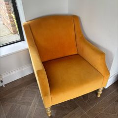 Mustard velvet accent armchair