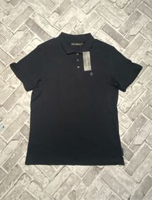 BNWT French Connection Mens Marine/Gunmetal Polo Tee Shirt Size Large