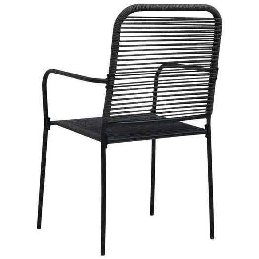 7 Piece Outdoor Dining Set Cotton Rope and Steel Black