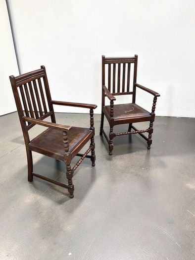 Antique Carver Chairs x 2 - Oak