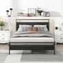 Small Double Bed Frame with Wood Headboard,Metal Platform Bed Frame Double Image 8