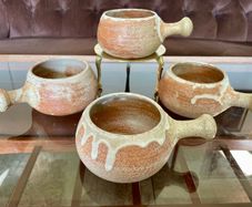 Rare Youghal Irish Studio Pottery Soup Bowls with Handles Japandi