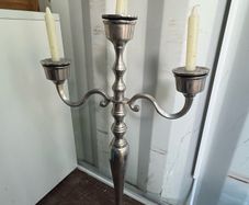 Large 77cm Silver-Tone 3-Light Candelabra/Floor Candle Holder