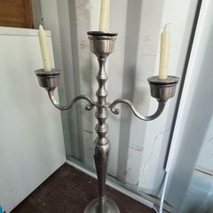 Large 77cm Silver-Tone 3-Light Candelabra/Floor Candle Holder