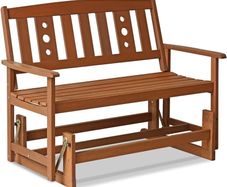 NEW SALE | Outdoor Hardwood New Mexico Glider, Wood, Natural, 111.76 (W) x 91.49 (H) x 70 (D) cm