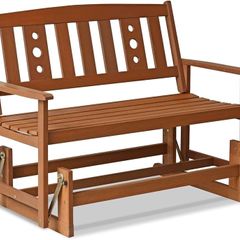 NEW SALE | Outdoor Hardwood New Mexico Glider, Wood, Natural, 111.76 (W) x 91.49 (H) x 70 (D) cm